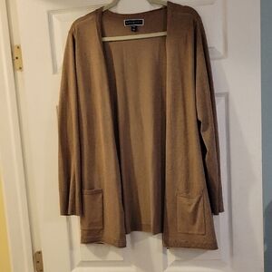 Karen Scott Women's Brown Open Cardigan